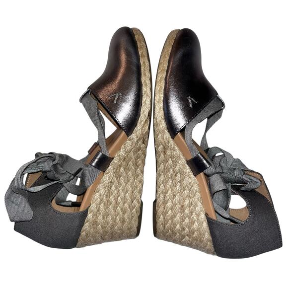 Vionic Kaitlyn Metallic Pewter Wedge Espadrille Size 7 Arch Support Comfort - Picture 4 of 12
